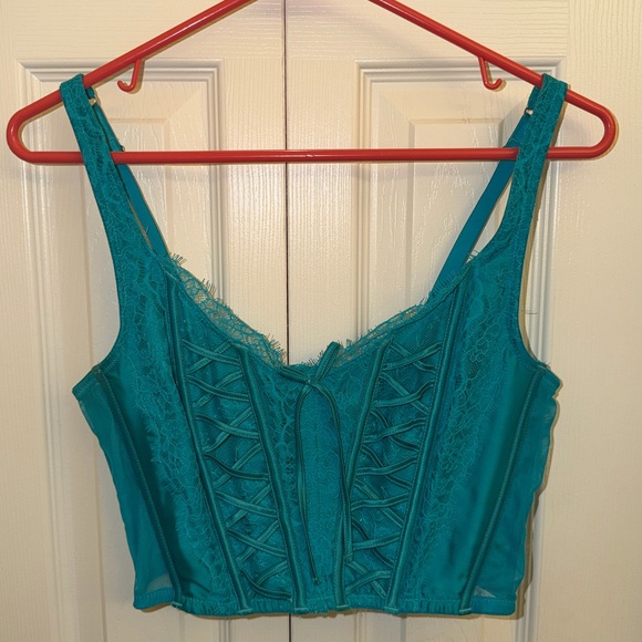 Victoria's Secret Other - 🔴Victoria's Secret Teal Lace Corset Crop Top